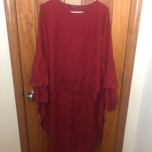 High Low Balloon Sleeve Top